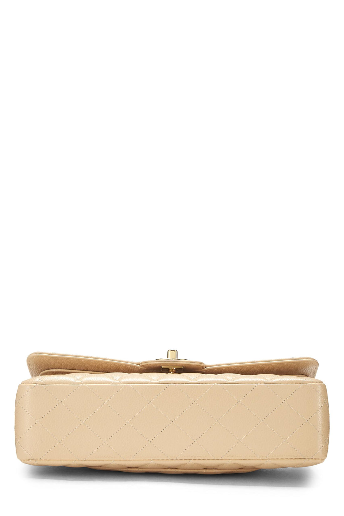 Chanel,  Beige Quilted Caviar Classic Double Flap Medium, Beige