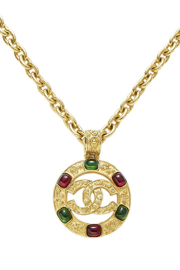 Chanel,  Gold Filigree Gripoix 'CC' Round Necklace Large, Gold