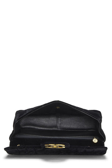 Chanel,  Black Vertical Velvet Half Flap Jumbo, Black