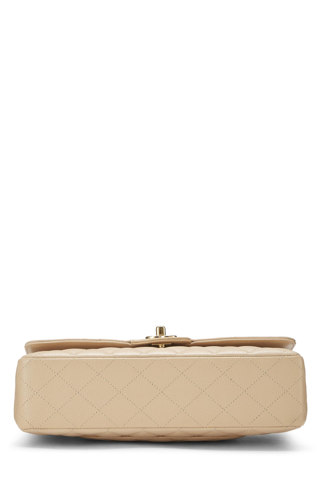 Chanel,  Beige Quilted Caviar Classic Double Flap Medium, Beige