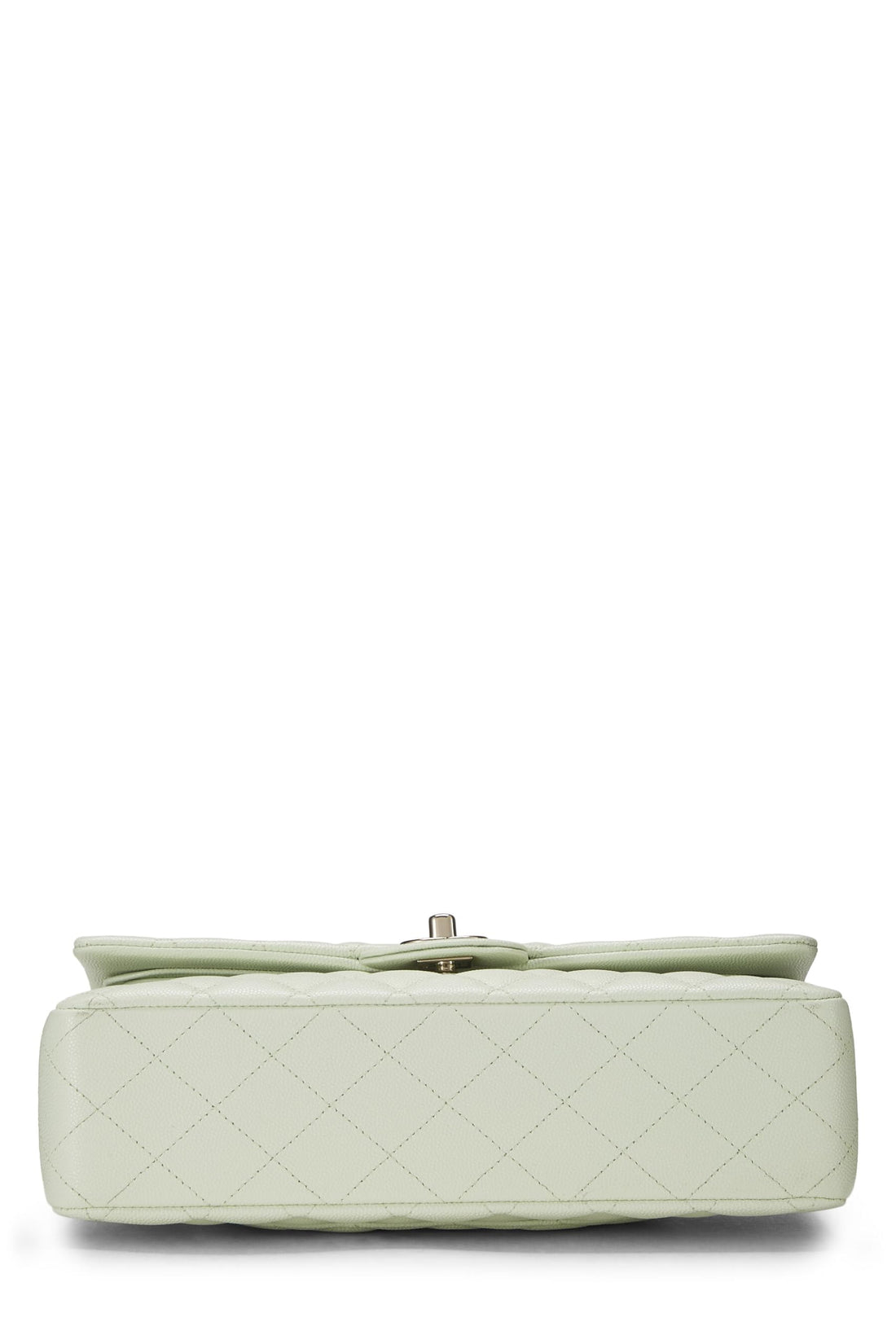 Chanel,  Green Quilted Caviar Classic Double Flap Medium, Green