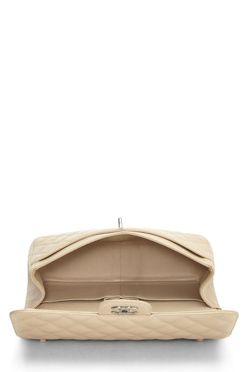 Chanel,  Beige Quilted Caviar New Classic Flap Jumbo, Beige