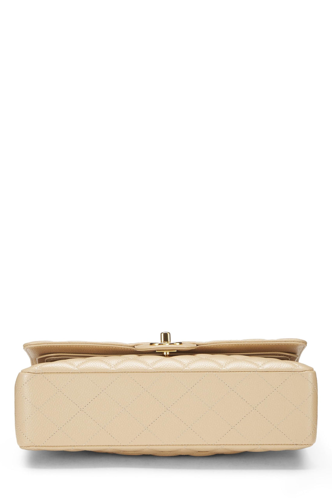 Chanel,  Beige Quilted Caviar Classic Double Flap Medium, Beige