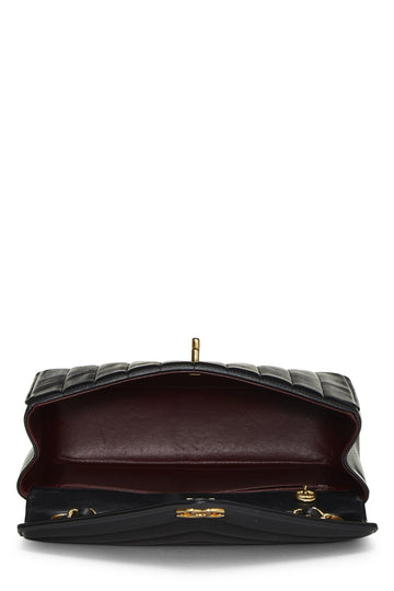 Chanel,  Black Chevron Lambskin Envelope Flap Small, Black
