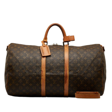 Louis Vuitton Monogram Keepall Bandouliere 55 Boston Bag 2WAY M41414 Brown PVC Leather  Louis Vuitton