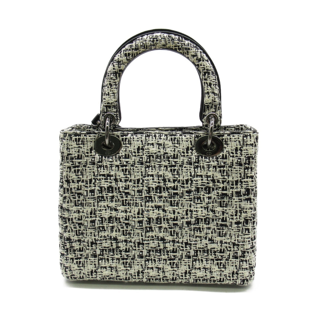 Dior Dior  Dior 2W Tote Bag Bag Leather Tweed  Black/White