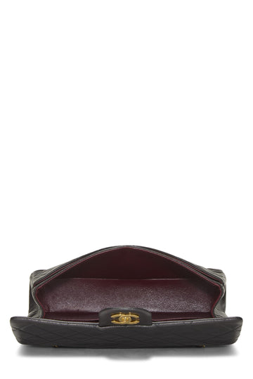 Chanel,  Black Quilted Lambskin Classic Double Flap Medium, Black
