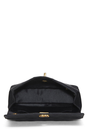 Chanel,  Black Quilted Satin Half Flap Mini, Black