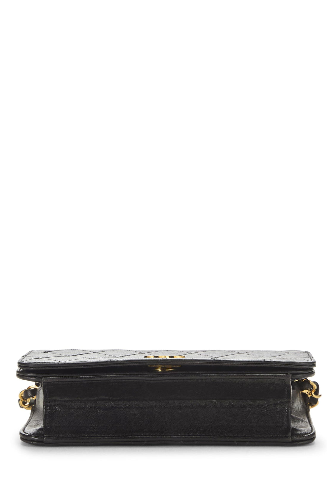 Chanel,  Black Quilted Lambskin Snap Full Flap Mini, Black