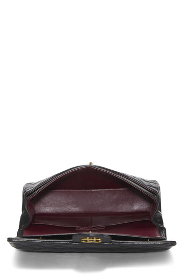 Chanel,  Black Quilted Lambskin Classic Double Flap Medium, Black