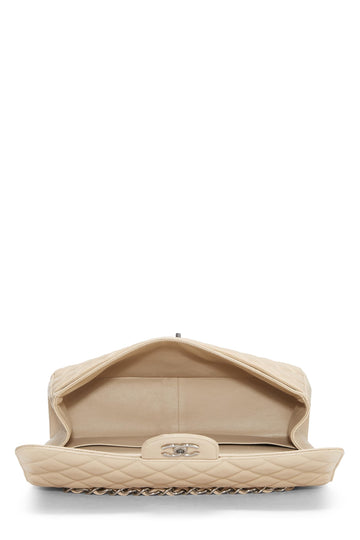 Chanel,  Beige Quilted Caviar New Classic Double Flap Jumbo, Beige