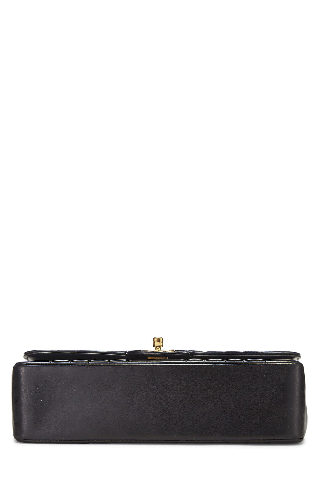 Chanel,  Black Vertical Lambskin Half Flap Medium, Black