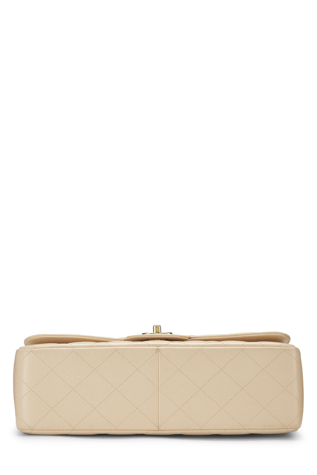Chanel,  Beige Quilted Caviar New Classic Double Flap Jumbo, Beige