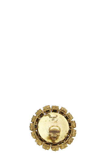Chanel,  Gold & Crystal 'CC' Faux Pearl Earrings, Gold