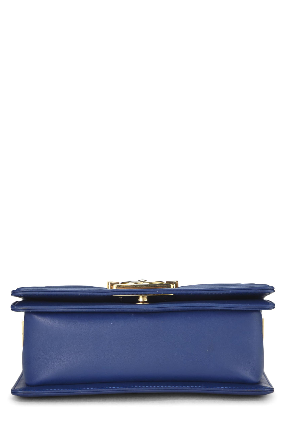 Chanel,  Blue Lambskin Chevron Boy Bag Small, Blue