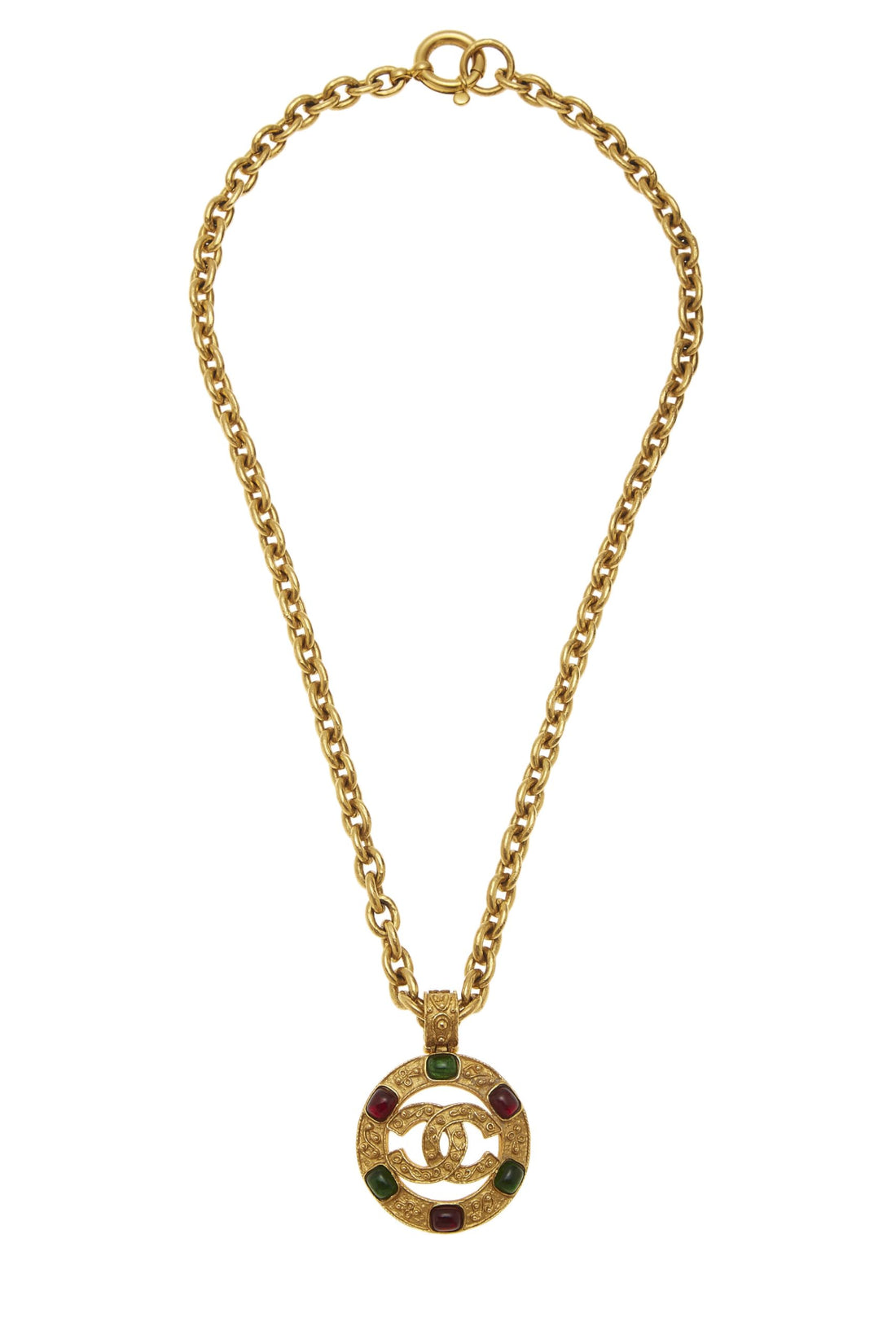 Chanel,  Gold Filigree & Multicolor Gripoix Necklace, Gold