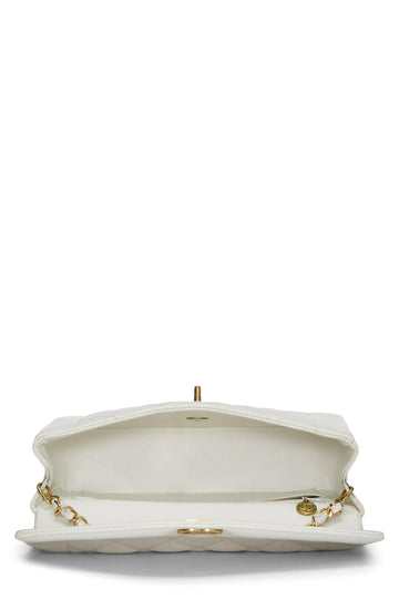 Chanel,  White Quilted Caviar Diana Flap Medium, White