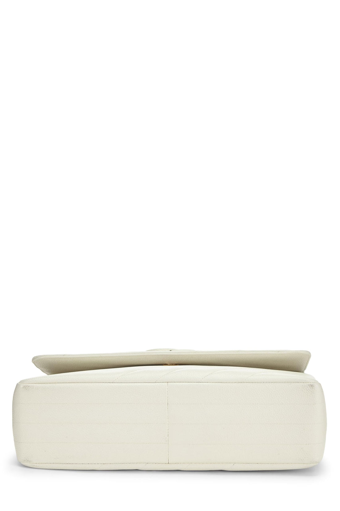 Chanel,  White Caviar Diagonal Flap Jumbo, White