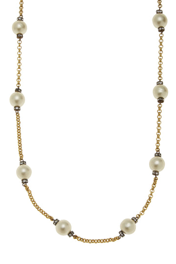 Chanel,  Faux Pearl & Crystal Necklace, Gold