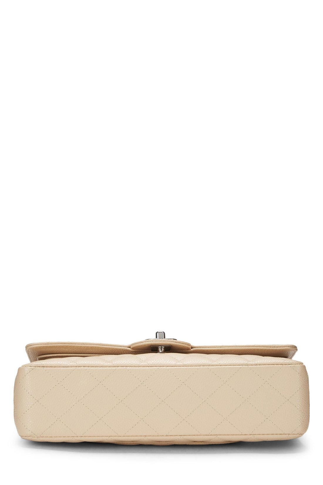 Chanel,  Beige Quilted Caviar Classic Double Flap Medium, Beige