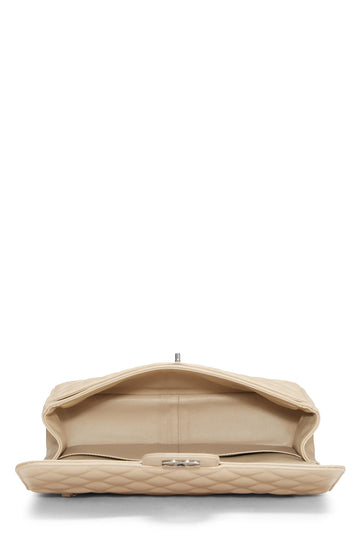 Chanel,  Beige Quilted Caviar New Classic Double Flap Jumbo, Beige