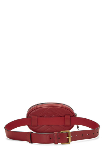 Gucci,  Red Chevron Leather GG Marmont Belt Bag, Red