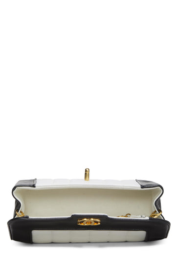 Chanel,  White & Black Vertical Lambskin Border Flap Mini, Multi