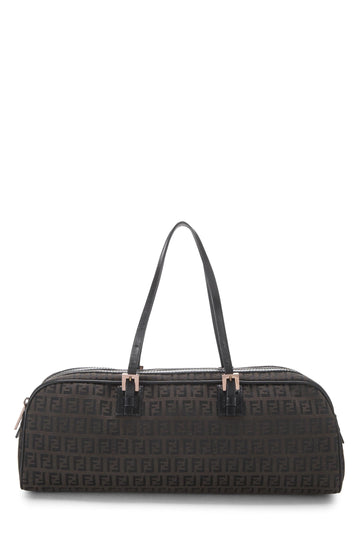 Fendi,  Brown Zucchino Canvas Handbag Long, Black