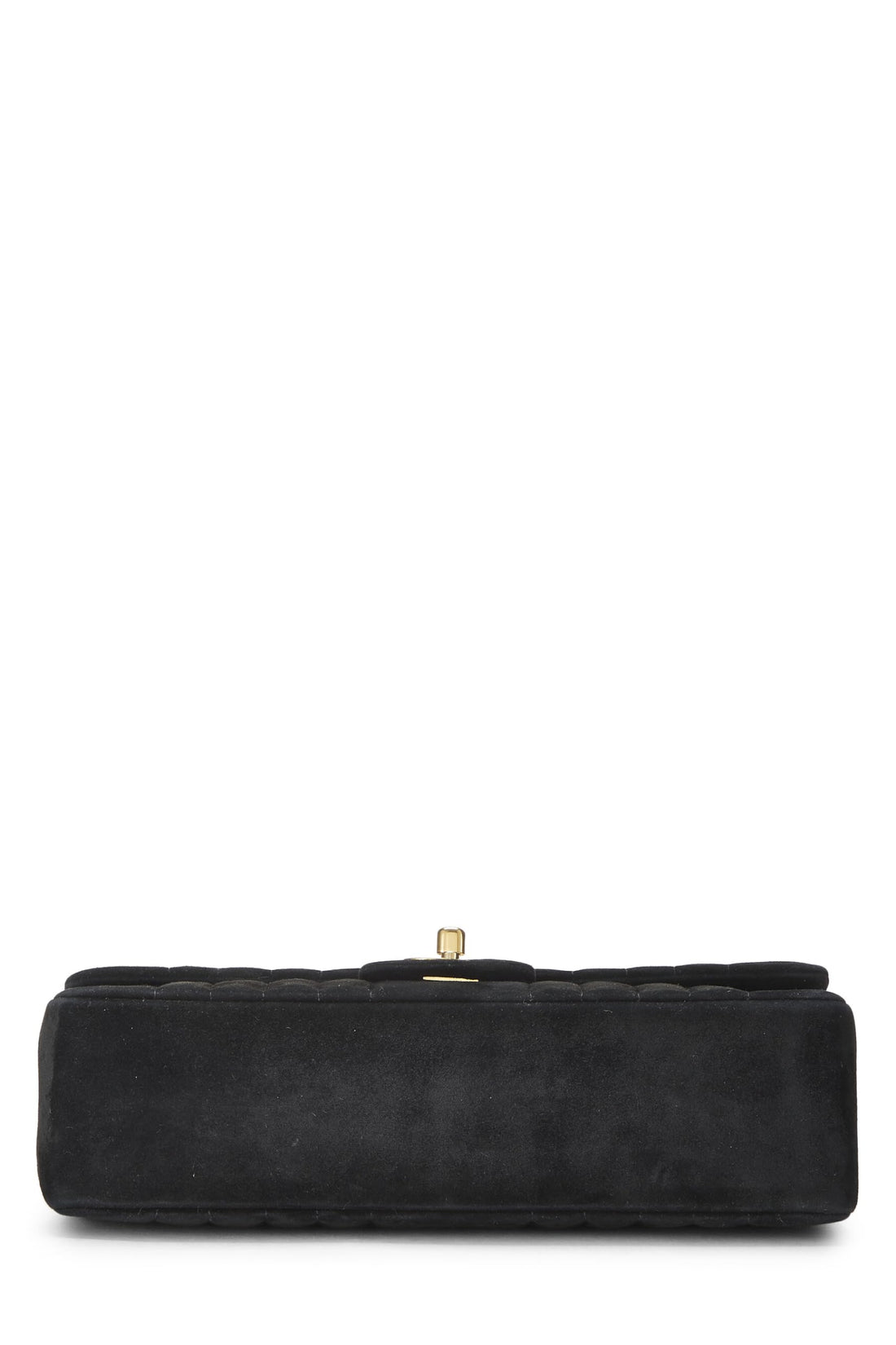 Chanel,  Black Vertical Suede Half Flap Medium, Black