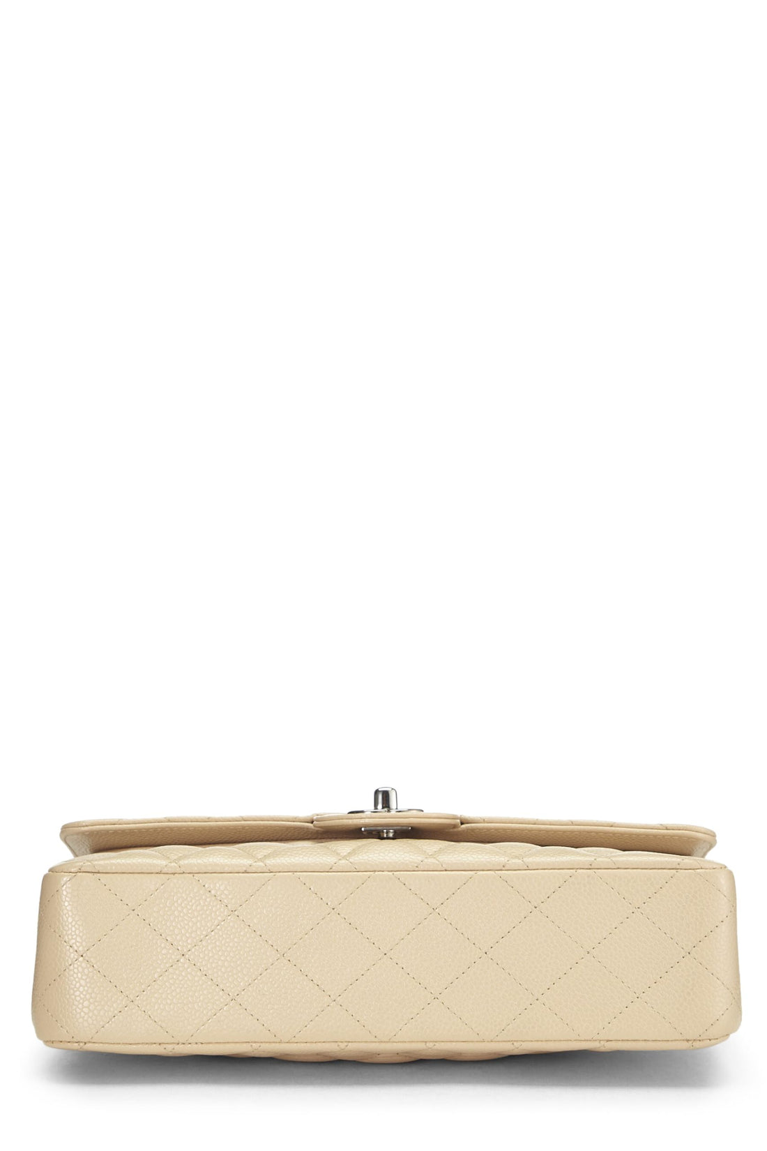 Chanel,  Beige Quilted Caviar Classic Double Flap Medium, Beige