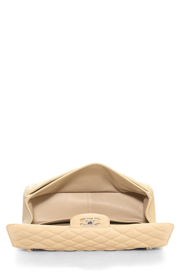 Chanel,  Beige Quilted Caviar New Classic Double Flap Jumbo, Beige