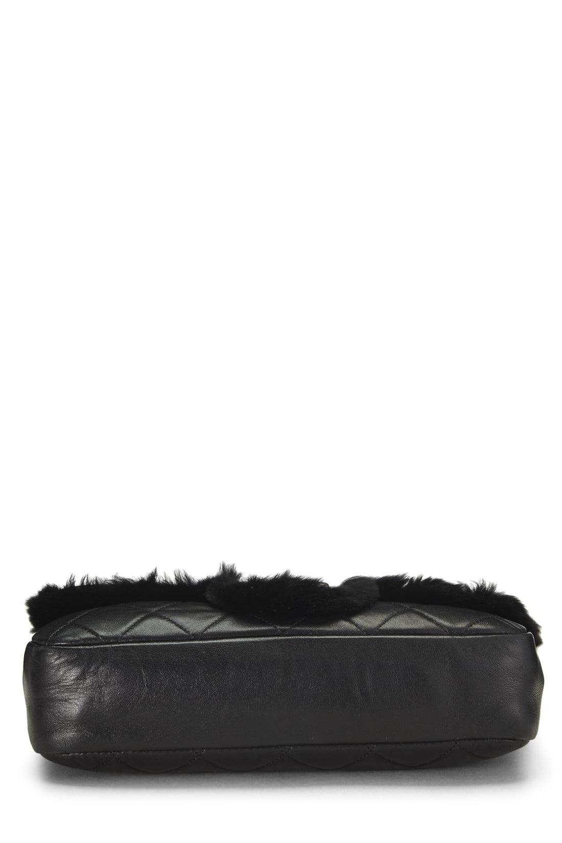 Chanel,  Black Quilted Lambskin Shearling Half Flap Medium, Black