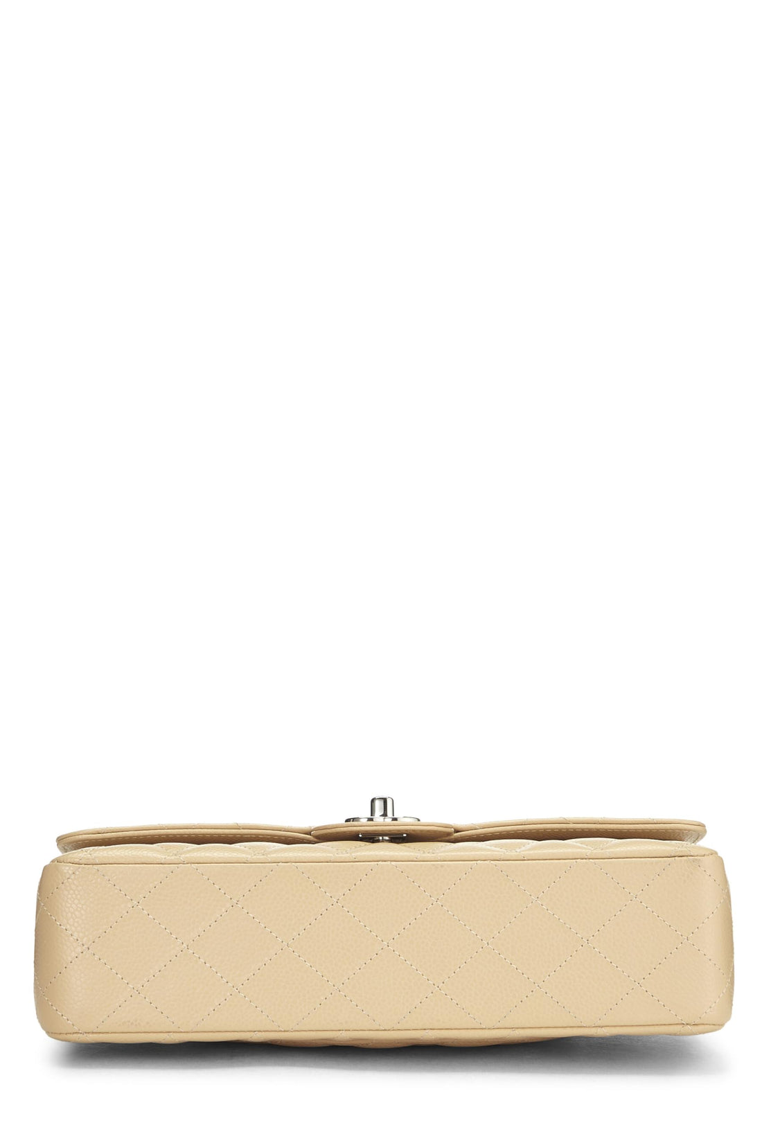 Chanel,  Beige Quilted Caviar Classic Double Flap Medium, Beige