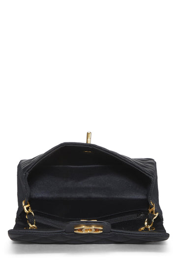 Chanel,  Black Quilted Satin Half Flap Mini, Black