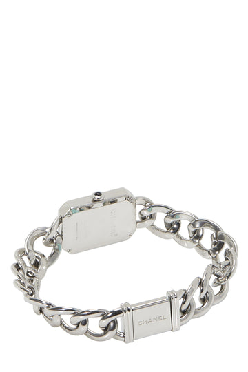 Chanel,  Black & Silver Premiere Gourmette Watch, Silver