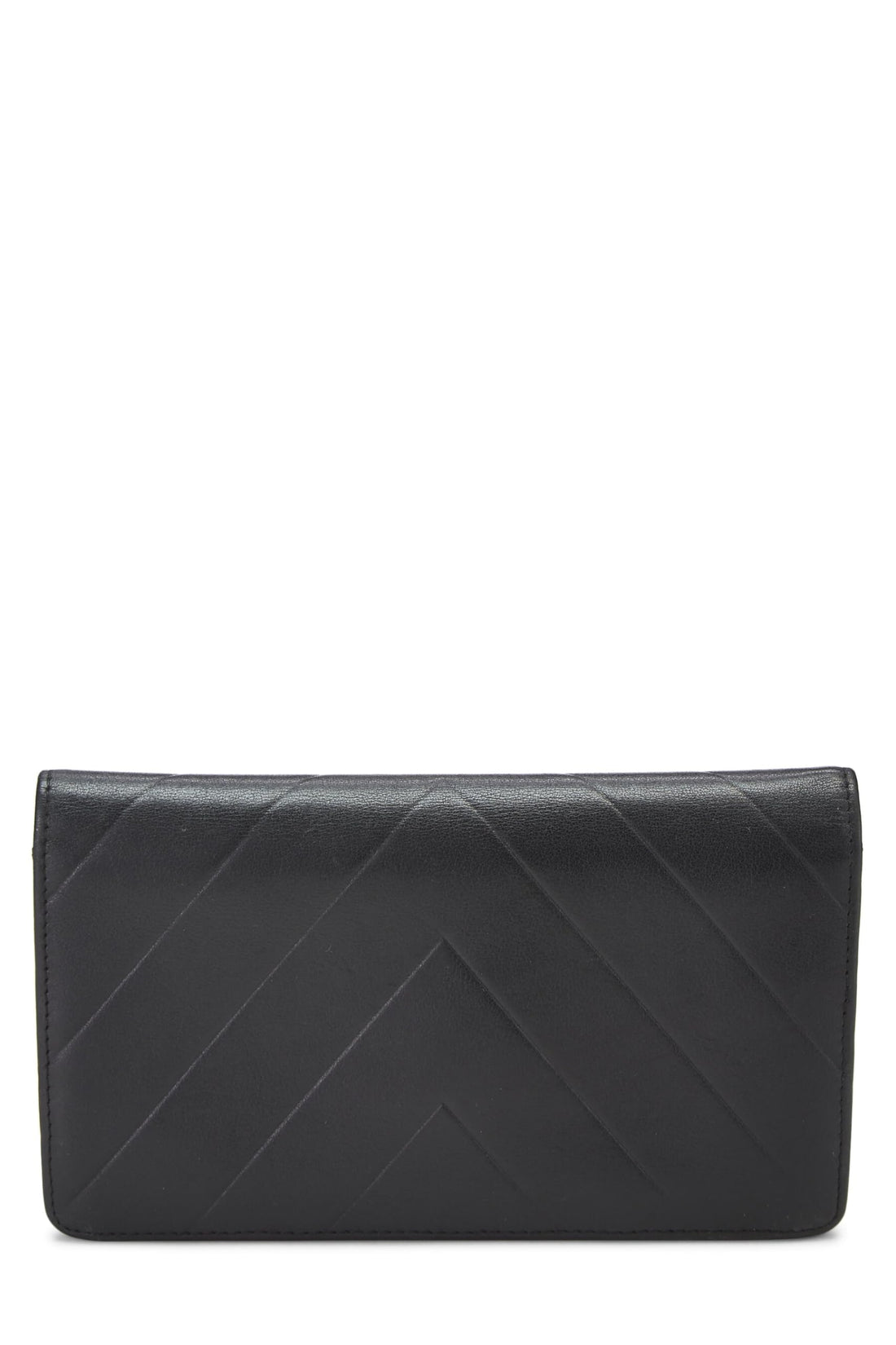 Chanel,  Black Chevron Calfskin Wallet, Black