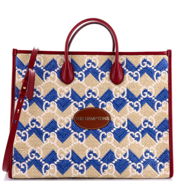 The Hamptons Convertible Open Tote Straw Effect GG Raffia Large