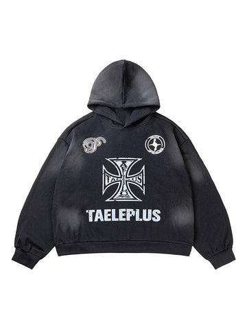 Makersluxe Cross Print Graphic Hoodies - 2192