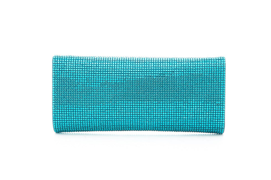 Judith Leiber Teal Rhinestone Clutch