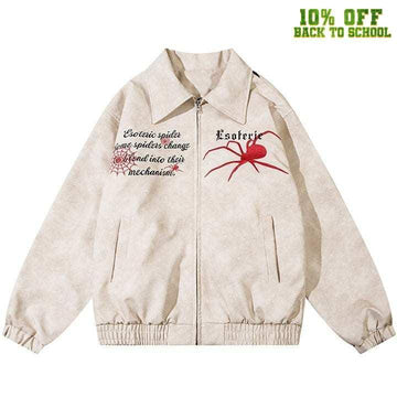 Makersluxe® PU Leather Jacket Embroidery Spider Web
