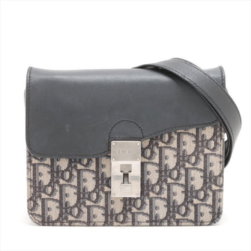 Christian Dior Saddle Canvas  Leather 2WAY Shoulder Bag Black