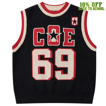 Makersluxe® Star Varsity Sweater Vest Number 69