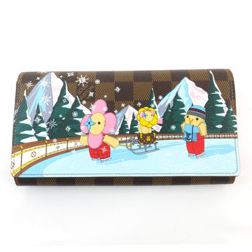 Louis Vuitton Portefolio Sarah NM Long Wallet N40722 Vivian Damielaine Brown Pink Background G Wallet Long Wallet