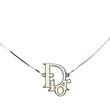 Dior logo necklace silver ivory metal ladies Dior