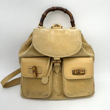 GUCCI Bamboo Shoulder Bag Suede Brown Gold WDgu6626ck