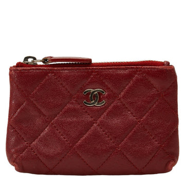 CHANEL CHANEL MATRASSE Coincase /Leather Wine Red  and Gentlemen