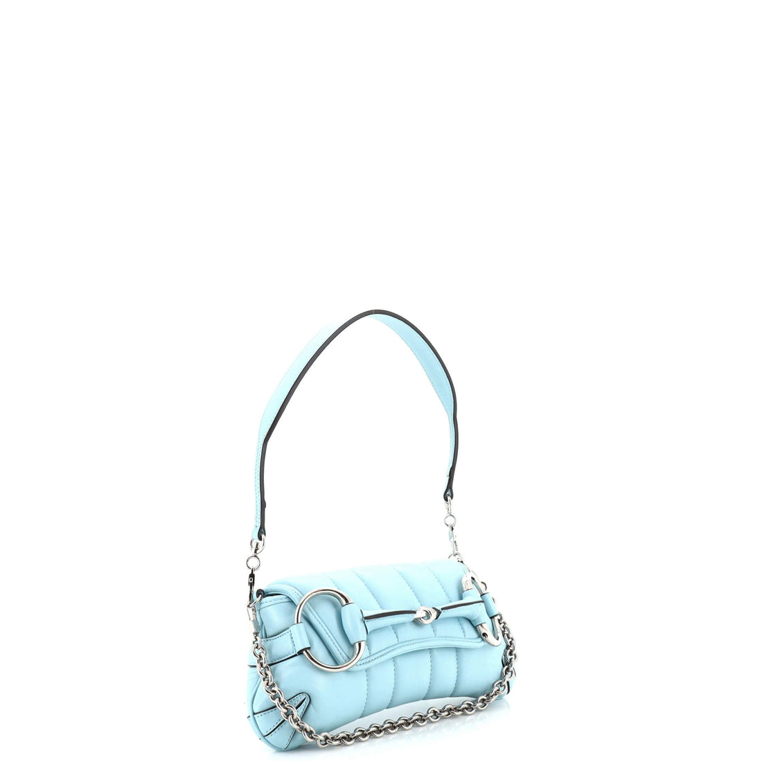 Horsebit Chain Shoulder Bag Vertical Quilted Leather Small