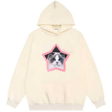 Makersluxe Cute Hoodie Flocked Star Cat