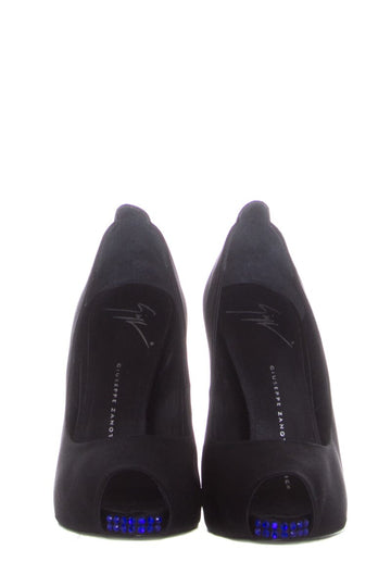 Giuseppe Zanotti Black Satin Jewel Heels SZ 36