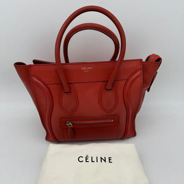 Celine Micro Luggage Smooth Calfskin Red Bag